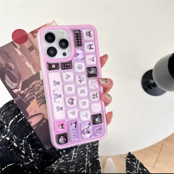 iPhone 16 Pro Max Case – Kuromi Keyboard Design in Pastel Purple - Picture 2 of 6